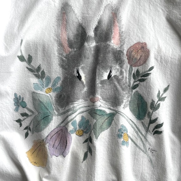VTG RETRO 90s novelty oversized bunny shirt wearable art ONE SIZE artsy eclectic - Picture 7 of 9